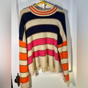 THML Brown, Pink, and Orange Striped Sweater
